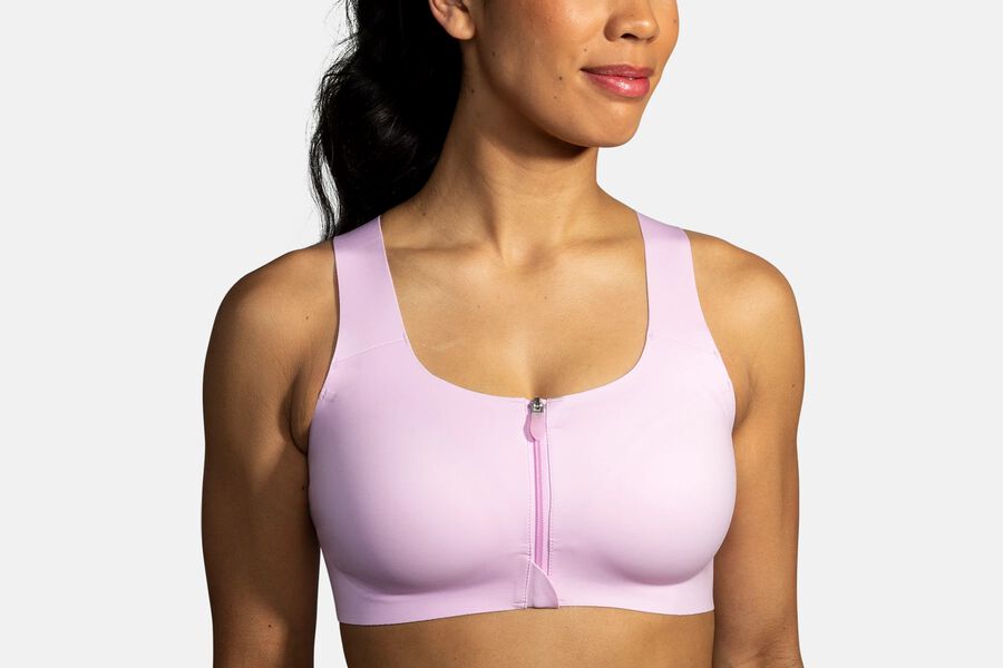 Womens Brooks Dare Zip Run Bras Orchid Haze | Clothing 3048-MHFPS